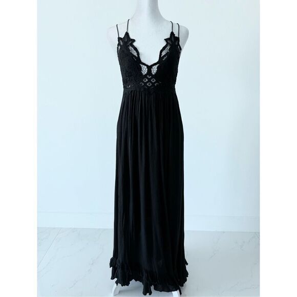 Free People Adella Maxi Dress - Lace Bodice, Cross straps open back – Excellent - Picture 7 of 12